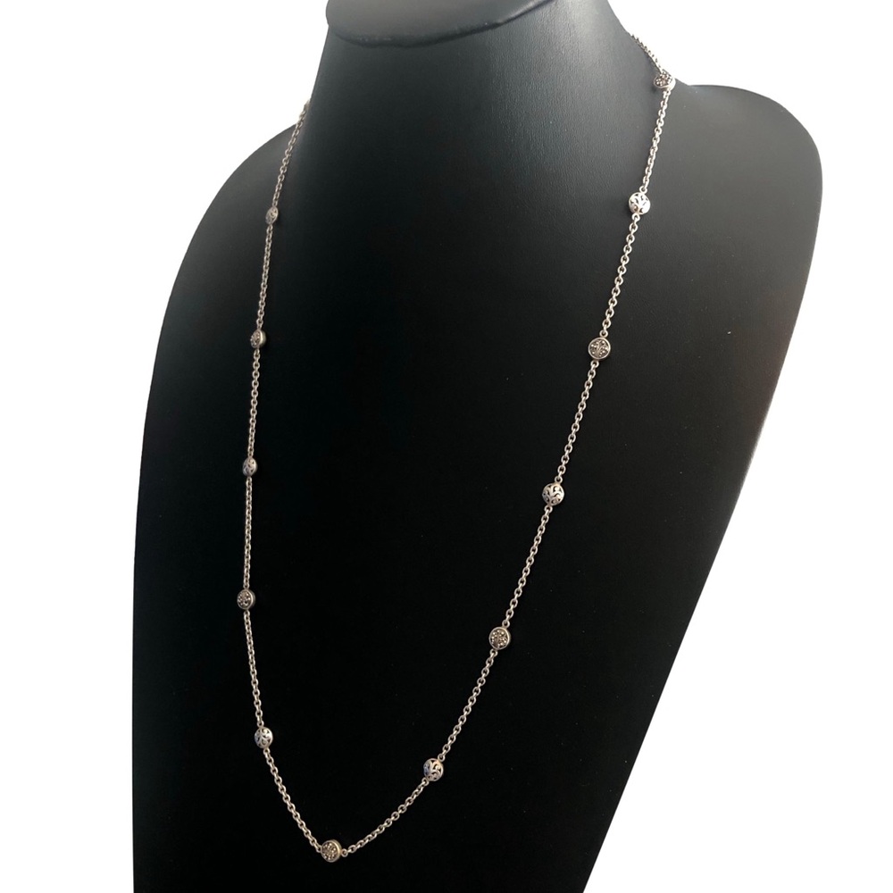 LOIS HILL Long Sterling Silver Toggle Necklace w/ Alternating Stations NWOT